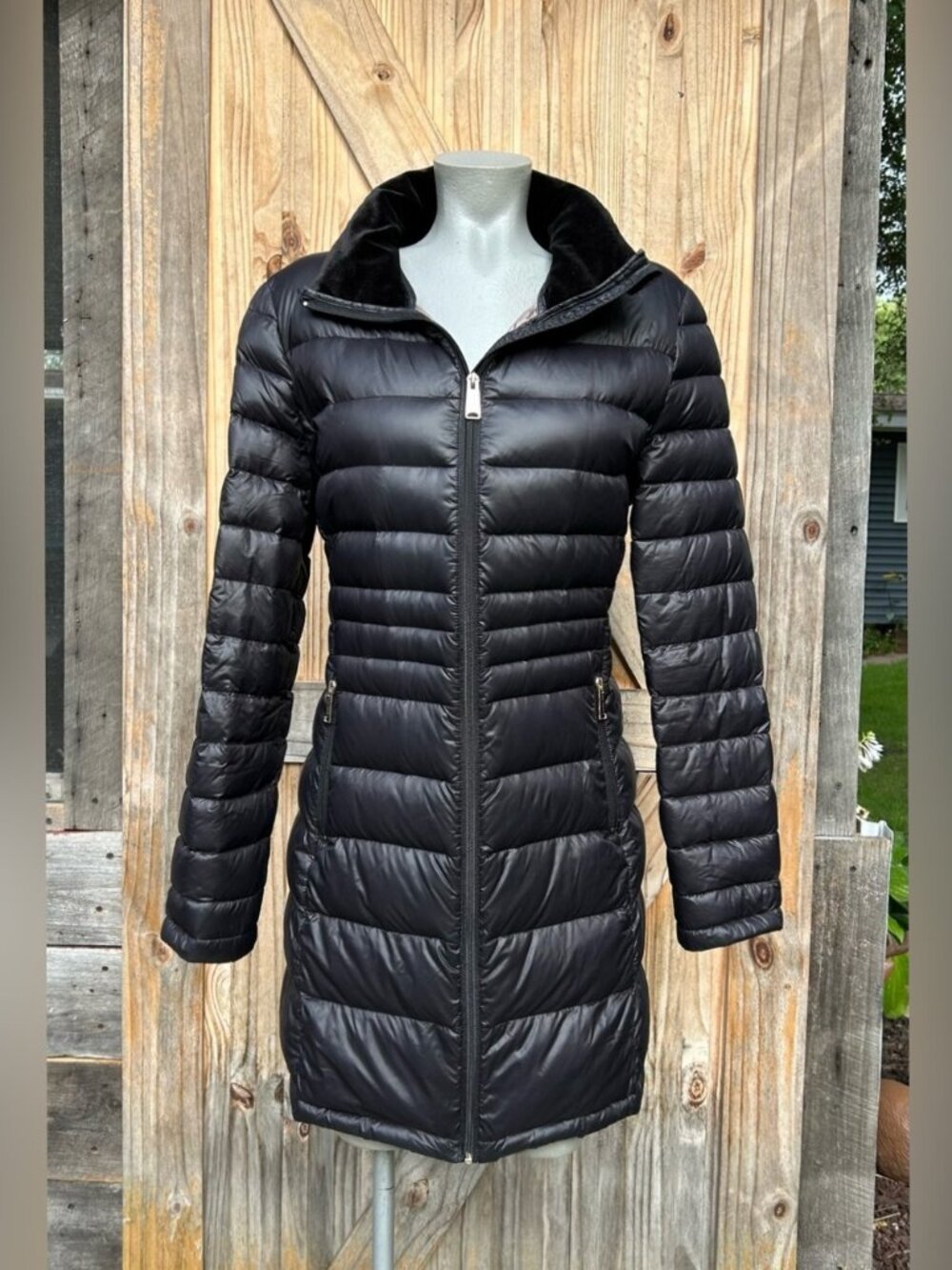 Andrew Marc Womens Black Mid Length Duck Down Puffer Jacket~L~